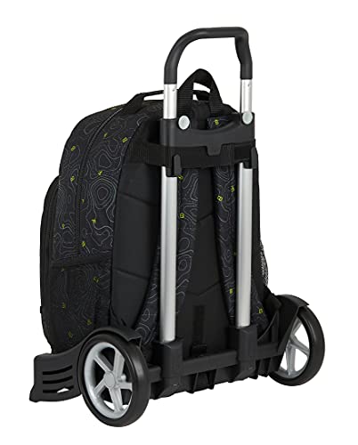 Blackfit8 Mochila 305 con Carro Evolution Reciclable Topography, 320x150x420 mm, Negro/Verde