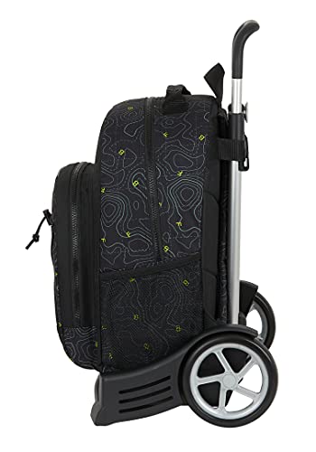 Blackfit8 Mochila 305 con Carro Evolution Reciclable Topography, 320x150x420 mm, Negro/Verde