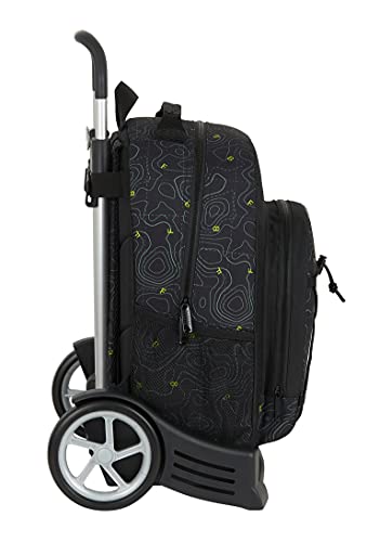 Blackfit8 Mochila 305 con Carro Evolution Reciclable Topography, 320x150x420 mm, Negro/Verde