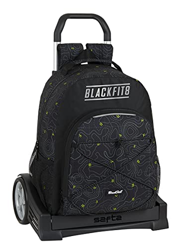 Blackfit8 Mochila 305 con Carro Evolution Reciclable Topography, 320x150x420 mm, Negro/Verde