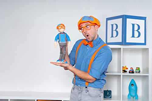 Blippi BLP0019 Muñeca de Felpa Flexible, 40,6 cm de Alto con SFX-Squeeze The Belly to Hear Clásicos Eslogan Eslogan Divertidos, Juguetes educativos para bebés, niños pequeños y niños pequeños