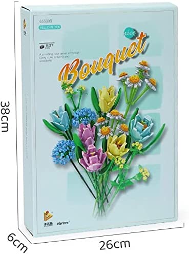 Bloques de construcción ramo, 837 piezas Bloques de construcción de abrazadera Juego de construcción de flores Bloques de construcción ramo Modelo compatibles con Lego(sin jarrón) A