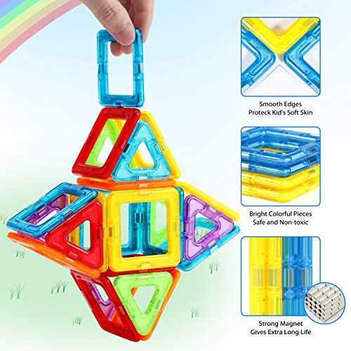 Bloques Magneticos, Theefun 100 Piezas Bloques de Construcción Magnéticos Bloques de construcción, Juguetes Construcciones Magneticas para Niños Juguetes Creativos y Educativos