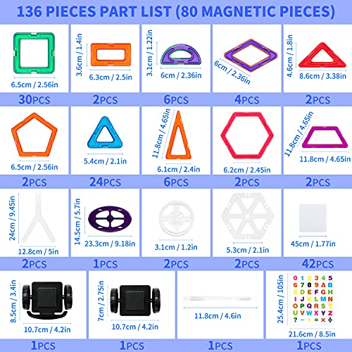 Bloques Magneticos, Theefun 136 Piezas Bloques de Construcción Magnéticos Bloques de construcción de Bloques, Juguetes Construcciones Magneticas para Niños de 3 a 8 Años