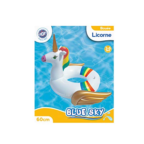 Blue Sky Blanco Blue – Flotador de Unicornio Hinchable y apilable 069332 – 50 cm x 60 cm – Juego de Aire Libre a Partir de 3 años