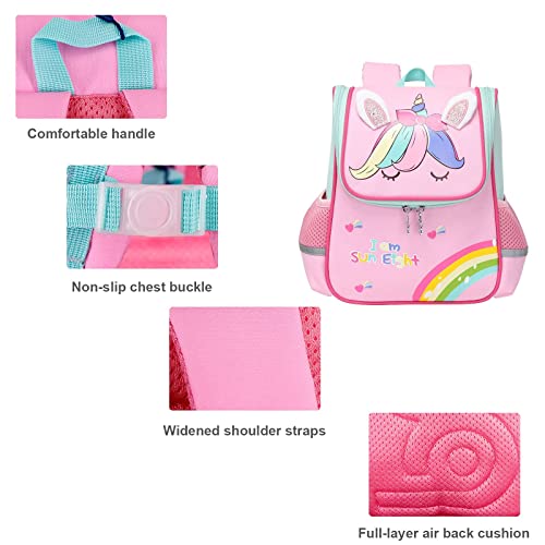 Bluesaly Niña Mochila Unicornio Mochila Infantil Escolar Guarderia Impermeable Animales Mochilas Rosa para Kindergarten Preescolar Niños Pequeño 2 3 4 5 6 7 años