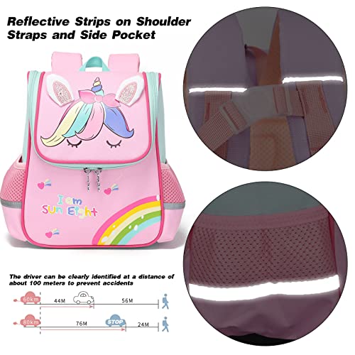 Bluesaly Niña Mochila Unicornio Mochila Infantil Escolar Guarderia Impermeable Animales Mochilas Rosa para Kindergarten Preescolar Niños Pequeño 2 3 4 5 6 7 años