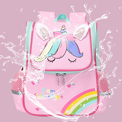 Bluesaly Niña Mochila Unicornio Mochila Infantil Escolar Guarderia Impermeable Animales Mochilas Rosa para Kindergarten Preescolar Niños Pequeño 2 3 4 5 6 7 años