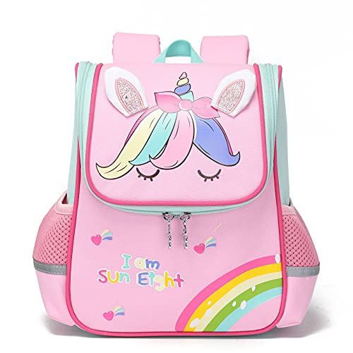 Bluesaly Niña Mochila Unicornio Mochila Infantil Escolar Guarderia Impermeable Animales Mochilas Rosa para Kindergarten Preescolar Niños Pequeño 2 3 4 5 6 7 años