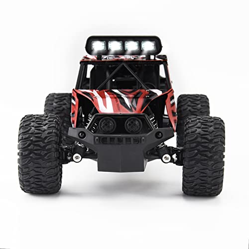 BMSARE Coche Teledirigido, 1:16 Coche RC con Luces LED, 2,4 GHz Alta Velocidad 20km/h Todo Terreno Vehículo Juguete Monstruo Vehículo Off Road Crawler con 2 Baterías Recargables para Niños y Adultos