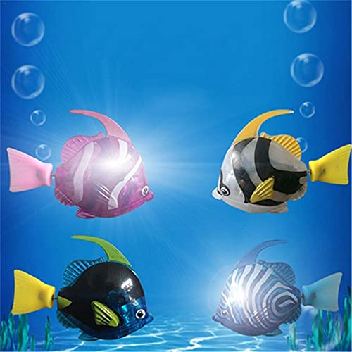 BNNEW Paquete de 4 Juguetes de pez Robot de natación para niños con luz LED, Juguetes interactivos de Movimiento de Peces Juguetes eléctricos de Peces Juguetes de bañera activados por Agua para Gatos