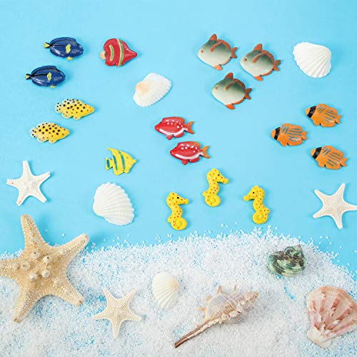 Boao Conjunto de 48 Piezas de Figuras de Peces Tropicales, Favores de Fiesta de Peces Tropicales, Juguetes de Peces de Plástico Variados para Niños, 1 Pulgada de Largo