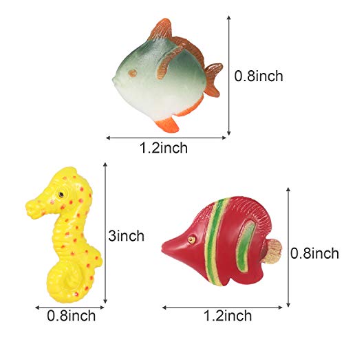 Boao Conjunto de 48 Piezas de Figuras de Peces Tropicales, Favores de Fiesta de Peces Tropicales, Juguetes de Peces de Plástico Variados para Niños, 1 Pulgada de Largo