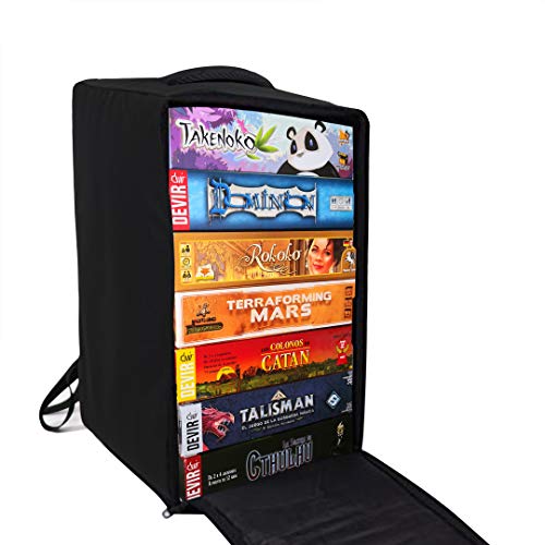 BOARD GAME BAG | Mochila para llevar juegos de mesa | GRAN CAPACIDAD | ACOLCHAMIENTO 10mm, Asa, Correa para hombros y Bolsillo Exterior | PROTEGE y ORGANIZA tus juegos en su transporte