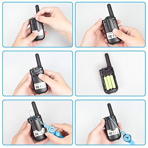 Bobela Walkie Talkie Niños Recargables Walky Talky para Niños 8 Canales de Largo Alcance 3 km VOX con Pantalla LCD retroiluminada y Linterna Regalo para Senderismo Camping Picnic Excursión (Bleu)