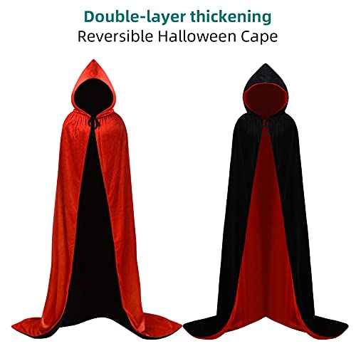 Bolinker Capa de terciopelo con capucha para Halloween, cosplay, unisex, color rojo, 170