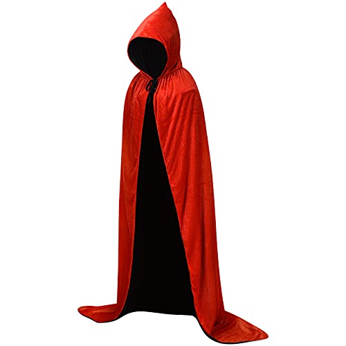 Bolinker Capa de terciopelo con capucha para Halloween, cosplay, unisex, color rojo, 170