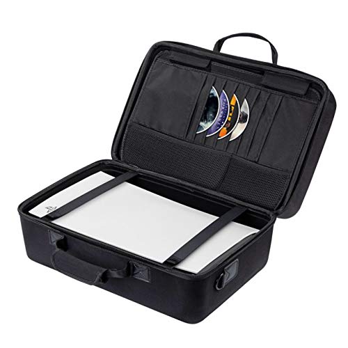 Bolsa de almacenamiento portátil rígida para la consola PS5, caja de transporte de viajes de gran capacidad impermeable para el controlador Monitor auricular juego de juegos y accesorios,Negro