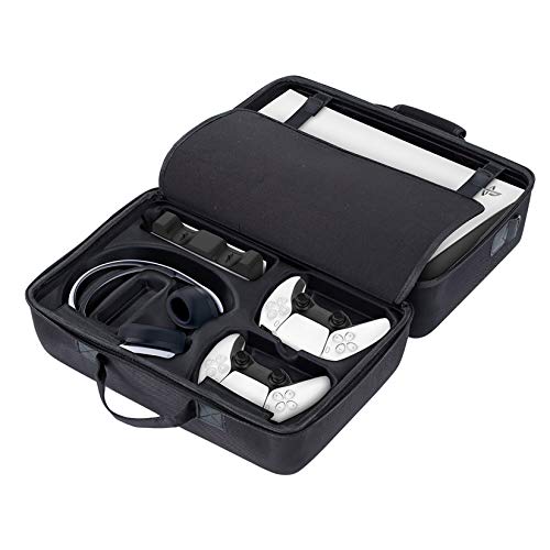 Bolsa de almacenamiento portátil rígida para la consola PS5, caja de transporte de viajes de gran capacidad impermeable para el controlador Monitor auricular juego de juegos y accesorios,Negro