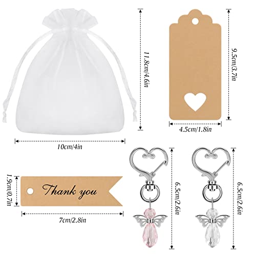 Bolsas para regalo,VVEMERK 30 Piezas Colgantes de ángel de la Guarda Llavero con bolsa de organza y Etiqueta Kraft para Navidad Partido Regalo de Bodas Recuerdos de bautizo