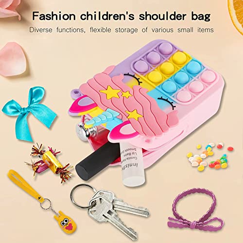 Bolso Pop Push It, Pop Fidget Bolso de Hombro de Juguete, Bolso Pop Push It 2 En 1 Fidget Toy Pack con Bandolera Ajustable, Adulto De Los NiñOs del Juguete Antiestrés (Unicornio)