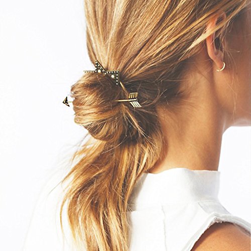 Bonarty Accesorios para El Cabello De La Vendimia Broche De Pelo Aleación Flecha Palo De Pelo Horquilla Punky para Mujeres