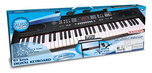 Bontempi 16 6125 61-Full tamaño Clave Teclado con Patas/Adaptador y conexión USB