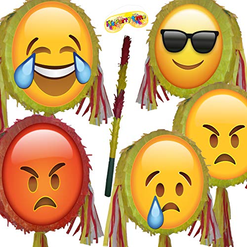 Boogie Woogie Pinatas Emoji Piñata corazón ojos con palo y venda