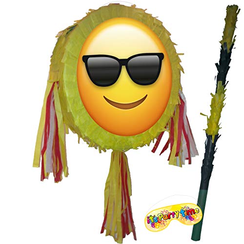 Boogie Woogie Pinatas Emoji Piñata corazón ojos con palo y venda