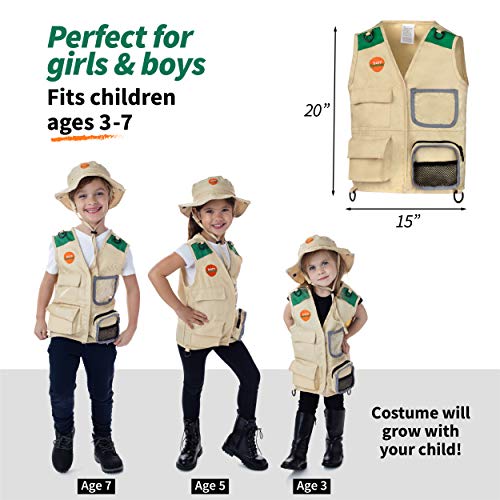 Born Toys Backyard Safari Chaleco y Gorro con el Kit Explorer para Actividades al Aire Libre, Naturaleza, guardaparques, Halloween, campamentos, excursiones, Stem y Ropa científica y Juegos de rol