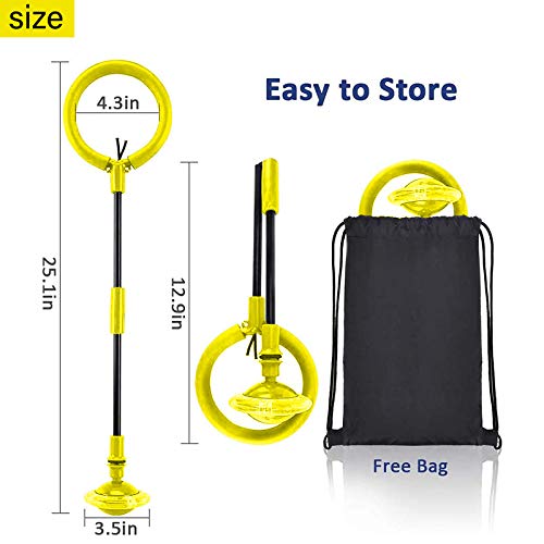 Boyigog Bola de Salto de Tobillo, LED Swing Bolas, Balones Saltadores, Aro de Salto Luminoso Plegable Apto para Que Niños y Adultos Hagan Ejercicio en Casa (Amarillo-brillará)