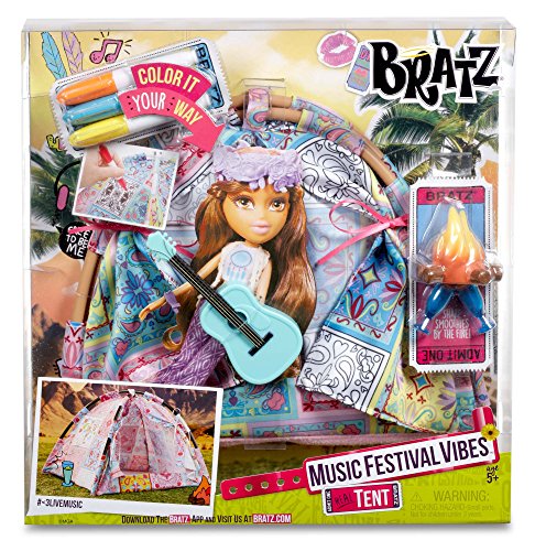 Bratz Music Festival Tent Tela, De plástico casa de muñecas - Casas de muñecas (304,8 mm, 81,3 mm, 304,8 mm, Caja con ventana, Hoguera de juguete, Guitarra de juguete, Juego de muebles, 2965 pieza(s))