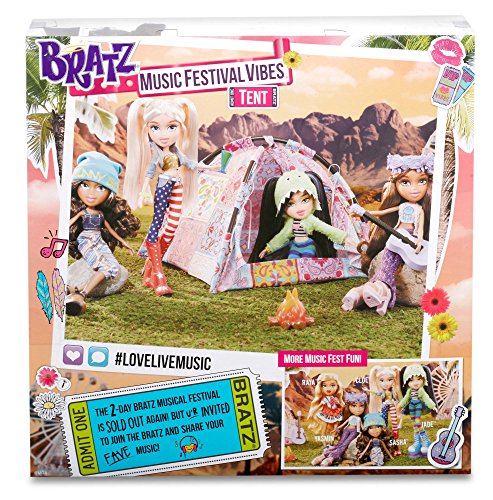 Bratz Music Festival Tent Tela, De plástico casa de muñecas - Casas de muñecas (304,8 mm, 81,3 mm, 304,8 mm, Caja con ventana, Hoguera de juguete, Guitarra de juguete, Juego de muebles, 2965 pieza(s))