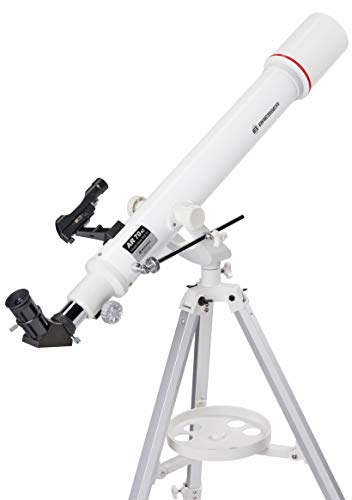 Bresser Telescopio Refractor Nano AR-70/700 AZ con trípode de Aluminio de 3 Patas, Montaje azimutal, buscador de Puntos LED y Adaptador de cámara para Smartphone para Principiantes