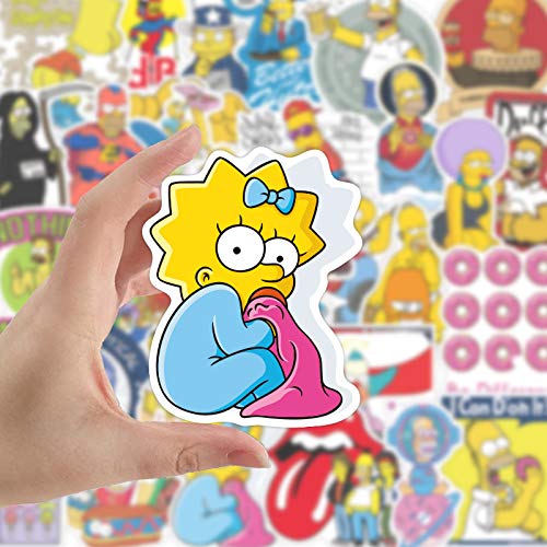 Bric Dodo 100 pegatinas de The Simpsons para botellas de agua, portátiles, teléfonos, guitarras, monopatines, ordenador, vinilos, resistentes al agua, estéticas, dibujos animados, niños, adultos