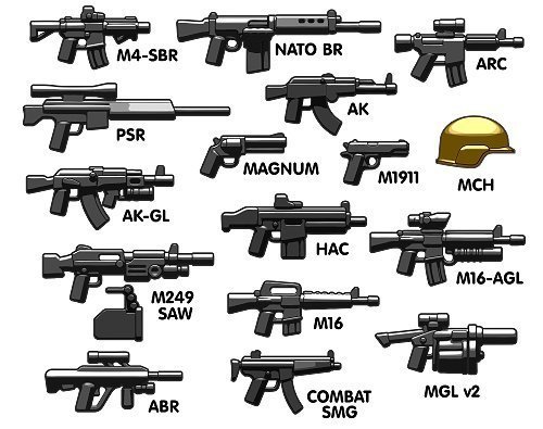 BrickArms Moderna Combate Pack V5, para Policía, Militar, Armas para las figuras de LEGO