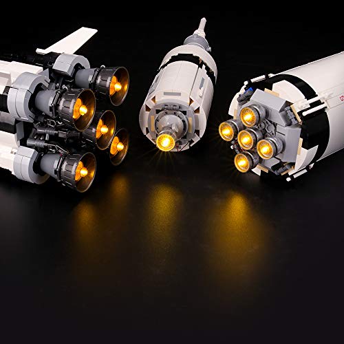 BRIKSMAX Kit de Iluminación Led para Lego Ideas NASA Apolo Saturno V, Compatible con Ladrillos de Construcción Lego Modelo 21309, Juego de Legos no Incluido