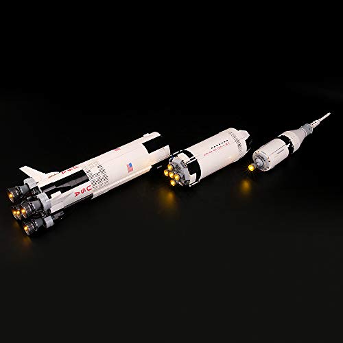 BRIKSMAX Kit de Iluminación Led para Lego Ideas NASA Apolo Saturno V, Compatible con Ladrillos de Construcción Lego Modelo 21309, Juego de Legos no Incluido