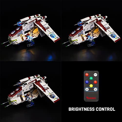 BRIKSMAX Kit de iluminación LED para Lego Star Wars Cañonera de la República - Compatible con Lego 75309 Building Blocks Model- No incluir el Conjunto de Lego (Remote-Control Version)