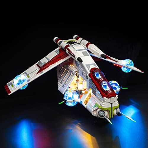 BRIKSMAX Kit de iluminación LED para Lego Star Wars Cañonera de la República - Compatible con Lego 75309 Building Blocks Model- No incluir el Conjunto de Lego (Remote-Control Version)