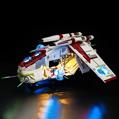 BRIKSMAX Kit de iluminación LED para Lego Star Wars Cañonera de la República - Compatible con Lego 75309 Building Blocks Model- No incluir el Conjunto de Lego (Remote-Control Version)