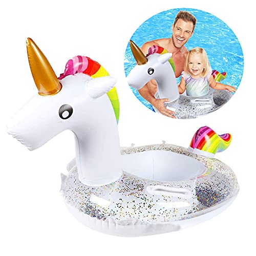 BTXY Cama Flotante de Unicornio,BETOY Niño Unicornio Flotador Inflable Infant Natación Anillo Infantil Piscina Asiento Verano en la Piscina Juguete Inflable,Adecuado para Adultos y Niños