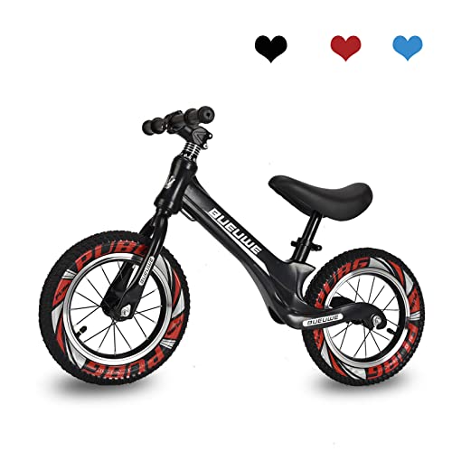 Bueuwe Bicicleta Sin Pedales Ultraligera,14" Bici para Aprender A Mantener El Equilibrio,Manillar Y SillíN Ajustables39-50 Cm,Juguetes para NiñOs De 3 A 7 AñOs,hasta 45 Kg (3 Colores),Negro