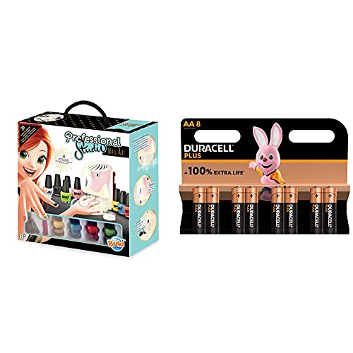 Buki France- Professional Studio Nail Art Juego Salón de Manicura, Multicolor (5404) , color/modelo surtido + Duracell - NUEVO Pilas alcalinas Plus AA , 1.5 Voltios LR6 MN1500, paquete de 8