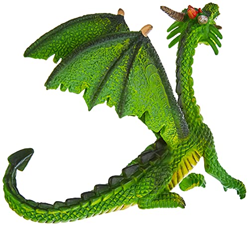 Bullyland 75593-Figura de Juego, dragón Sentado Verde, Aprox. 11 cm de Altura, Figura Pintada a Mano, sin PVC, para Que los niños jueguen de Forma imaginativa, Color Colorido (75593)