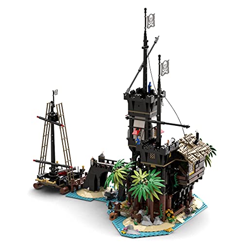 Bulokeliner Modelo modular de la isla pirata MOC-69306, 1964 piezas, compatible con Lego Ideas Fluch de Barracuda Bay 21322