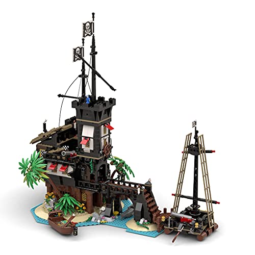 Bulokeliner Modelo modular de la isla pirata MOC-69306, 1964 piezas, compatible con Lego Ideas Fluch de Barracuda Bay 21322