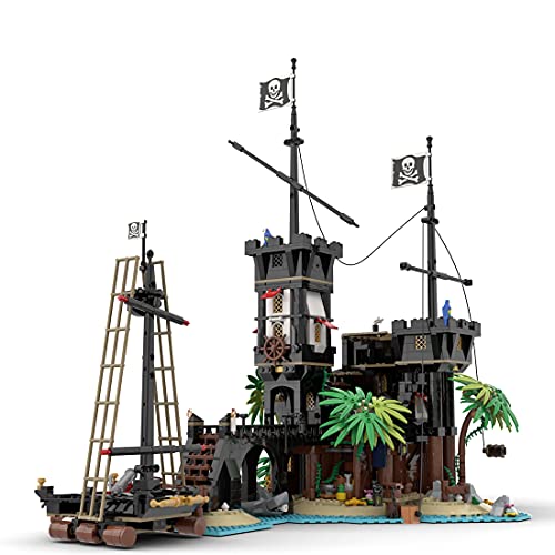 Bulokeliner Modelo modular de la isla pirata MOC-69306, 1964 piezas, compatible con Lego Ideas Fluch de Barracuda Bay 21322