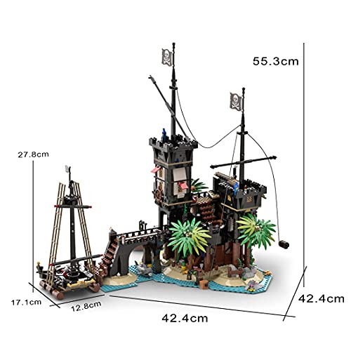 Bulokeliner Modelo modular de la isla pirata MOC-69306, 1964 piezas, compatible con Lego Ideas Fluch de Barracuda Bay 21322