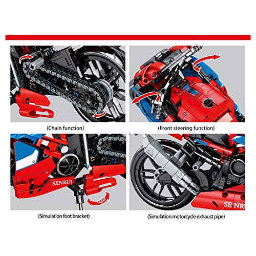 Bulokeliner Motocicleta técnica para Honda CBR, modelo de coche de carreras mecánico, 857 piezas, modelo de moto de carreras, juguete compatible con Lego